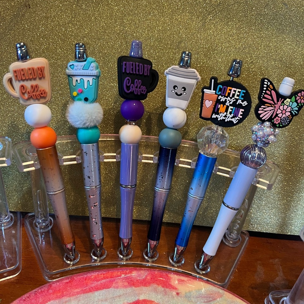 Handcrafted Colorful Pen Set with Charms